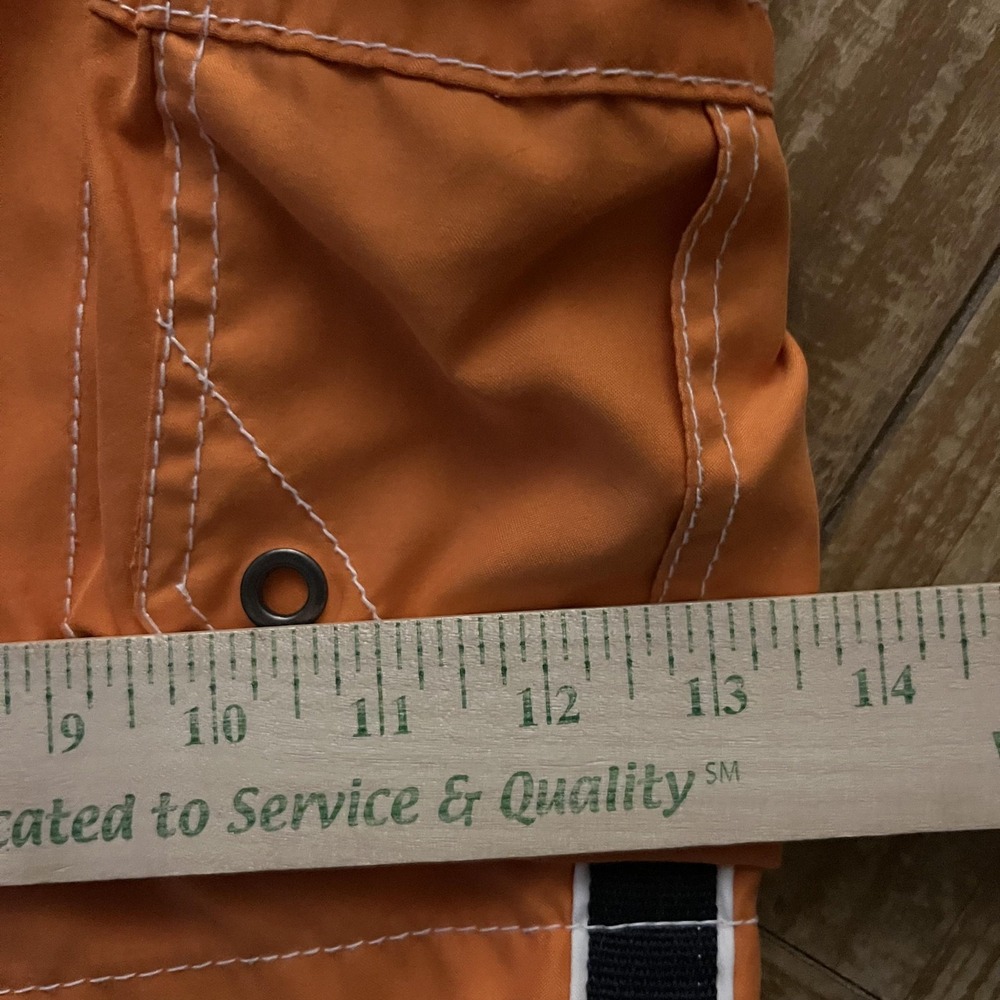 Op Swim Trunks Mens Medium Orange Cargo Lined Elastic Waist Pockets Surf - Picture 6 of 6